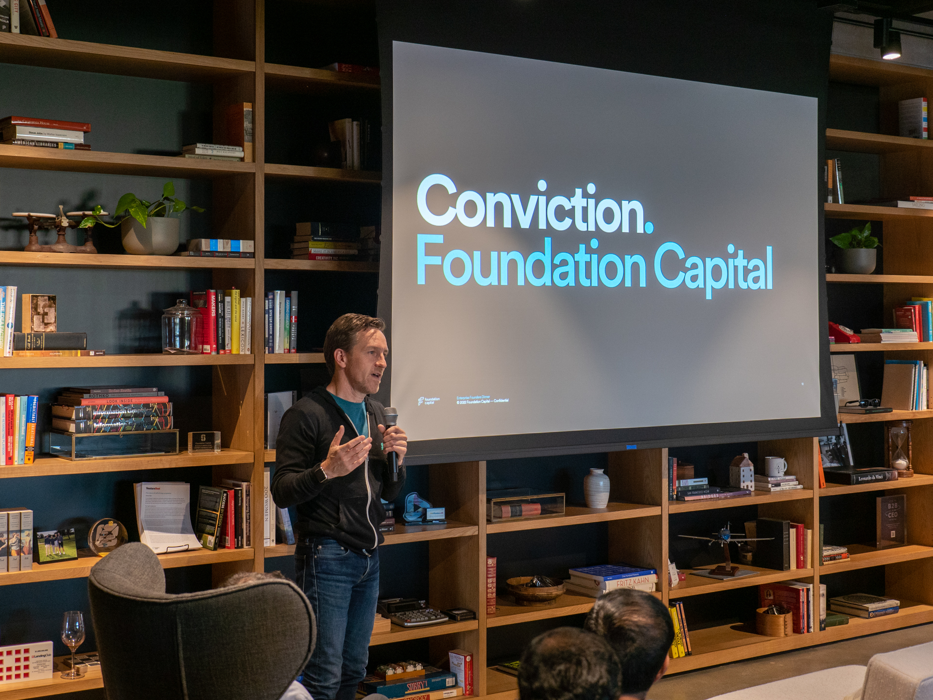 Steve Vassalo giving a speech about Conviction at Foundation Capital