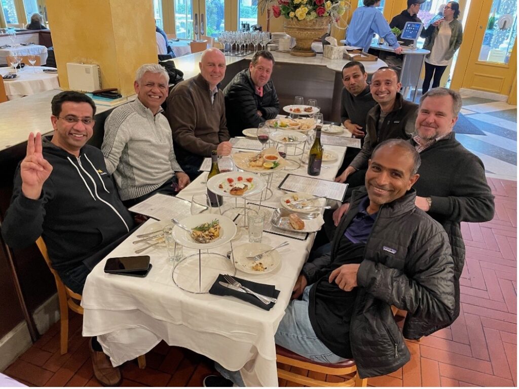 Neurelo’s early investors and advisors with Chirag and Guru at dinner in March 2023